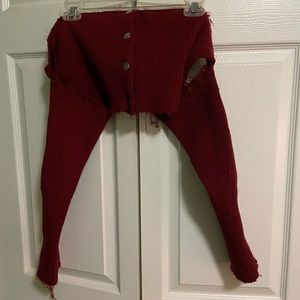 Maroon crop/long sleeve